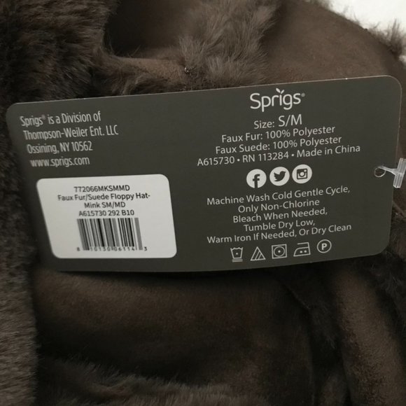 Sprigs Faux Fur/Suede Floppy Hat - Mink (S/M) a615730 - Picture 2 of 3